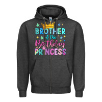 Charcoal Heather brother of the birthday princess Zipper Hoodie - NancyCooperArtShop