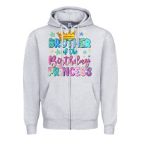 Heather Grey brother of the birthday princess Zipper Hoodie - NancyCooperArtShop