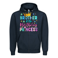 Navy brother of the birthday princess Zipper Hoodie - NancyCooperArtShop
