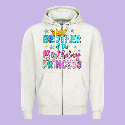 Brother Of The Birthday Princess Zipper Hoodie Designed By Nancycooperartshop