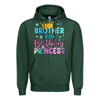 Sports Green brother of the birthday princess Zipper Hoodie - NancyCooperArtShop