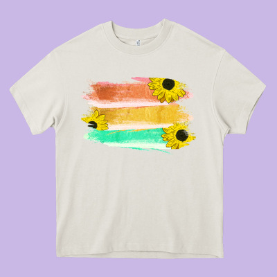 Colored Triple Sunflower Brush Strokes Heavy Core Tee Designed By Bettercallsaul