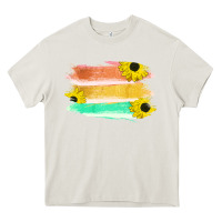 Cream Colored Triple Sunflower Brush Strokes Heavy Core Tee - Bettercallsaul