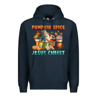 Navy pumpkin spice and jesus christ Premium Hoodie - CowGirlArtShop