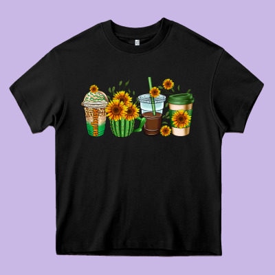 Sunflowers Coffee Cups Heavy Core Tee Designed By Adodesignshop
