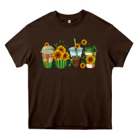 Chocolate Brown sunflowers coffee cups Heavy Core Tee - AdoDesignShop