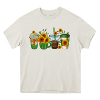 Cream sunflowers coffee cups Heavy Core Tee - AdoDesignShop