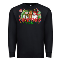 Black christmas crew polar bear reindeer and snowman Premium Sweatshirt - CowGirlArtShop