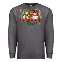 Charcoal Heather christmas crew polar bear reindeer and snowman Premium Sweatshirt - CowGirlArtShop
