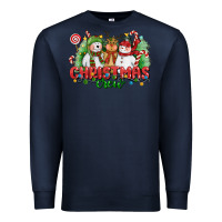 Navy christmas crew polar bear reindeer and snowman Premium Sweatshirt - CowGirlArtShop