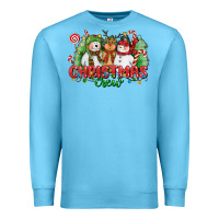Ocean Blue christmas crew polar bear reindeer and snowman Premium Sweatshirt - CowGirlArtShop