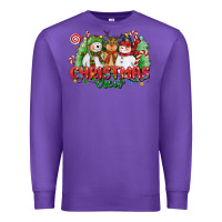 Purple christmas crew polar bear reindeer and snowman Premium Sweatshirt - CowGirlArtShop