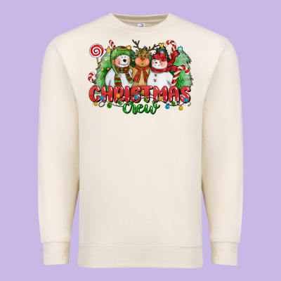 Christmas Crew Polar Bear Reindeer And Snowman Premium Sweatshirt Designed By Cowgirlartshop