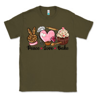 Army Green peace love bake Classic Tee - NancyCooperArtShop