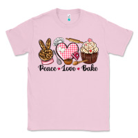 Bubblegum Pink peace love bake Classic Tee - NancyCooperArtShop