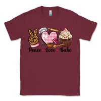 Burgundy peace love bake Classic Tee - NancyCooperArtShop