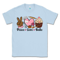Dusty Blue peace love bake Classic Tee - NancyCooperArtShop