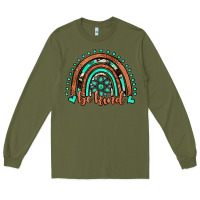 Army Green be kind western turquoise rainbow Long Sleeve Tee - JahusDesignShop