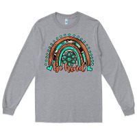Heather Grey be kind western turquoise rainbow Long Sleeve Tee - JahusDesignShop