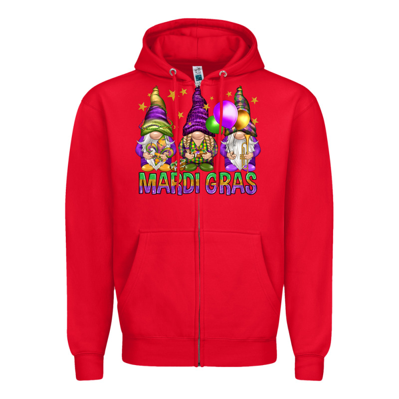 Mardi Gras Crew With Gnomes Zipper Hoodie by NancyCooperArtShop | Teevron