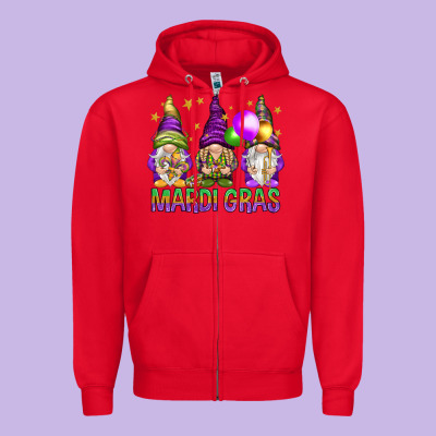 Mardi Gras Crew With Gnomes Zipper Hoodie Designed By Nancycooperartshop