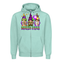 Seafoam Mardi Gras crew with gnomes Zipper Hoodie - NancyCooperArtShop
