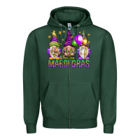 Sports Green Mardi Gras crew with gnomes Zipper Hoodie - NancyCooperArtShop