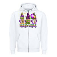 White Mardi Gras crew with gnomes Zipper Hoodie - NancyCooperArtShop