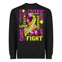 Black breast cancer softball ribbon love cure fight bbs Heavyweight Sweatshirt - BundleAndBundleShop