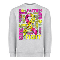 Heather Grey breast cancer softball ribbon love cure fight bbs Heavyweight Sweatshirt - BundleAndBundleShop