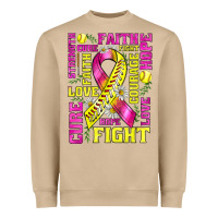 Breast Cancer Softball Ribbon Love Cure Fight Bbs Heavyweight Sweatshirt | Teevron