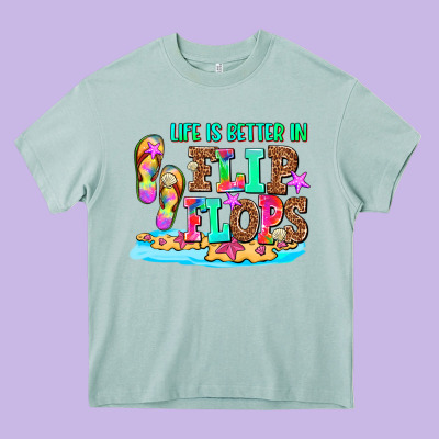 Life Is Better In Flip Flops Heavy Core Tee Designed By Adodesignshop