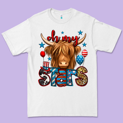 Oh My Stars 4th Of July Shaggy Cow Premium Tee Designed By Jasminsmagicworld