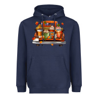 Navy coffee cups truck Heavyweight Hoodie - CowGirlArtShop