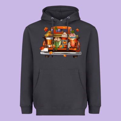Coffee Cups Truck Heavyweight Hoodie Designed By Cowgirlartshop