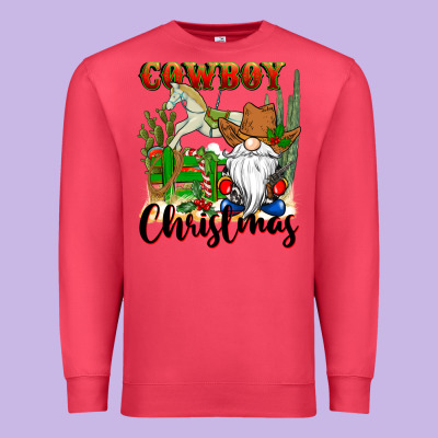 Cowboy Christmas Gnome Premium Sweatshirt Designed By Cowgirlartshop
