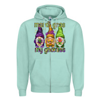 Seafoam Mardi Gras with my gnomes Zipper Hoodie - NancyCooperArtShop