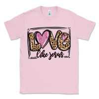 Bubblegum Pink love like jesus Classic Tee - MaliasSmallBusiness
