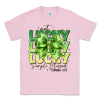 Bubblegum Pink Not Lucky Simply Blessed Classic Tee - CowhideDigitalArt