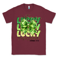 Burgundy Not Lucky Simply Blessed Classic Tee - CowhideDigitalArt