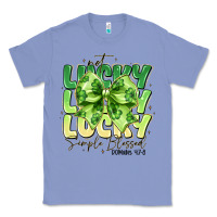 Colony Blue Not Lucky Simply Blessed Classic Tee - CowhideDigitalArt