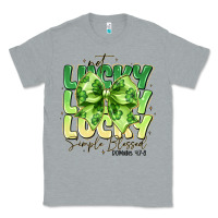 Heather Grey Not Lucky Simply Blessed Classic Tee - CowhideDigitalArt