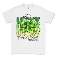 White Not Lucky Simply Blessed Classic Tee - CowhideDigitalArt