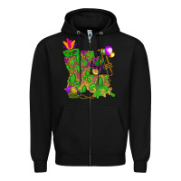 Black Louisiana map Mardi Gras Zipper Hoodie - NancyCooperArtShop