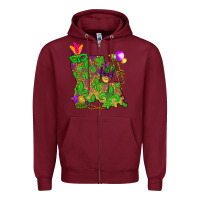 Burgundy Louisiana map Mardi Gras Zipper Hoodie - NancyCooperArtShop