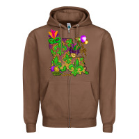 Chestnut Louisiana map Mardi Gras Zipper Hoodie - NancyCooperArtShop