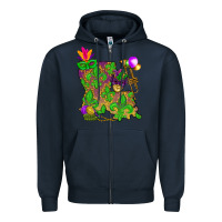 Navy Louisiana map Mardi Gras Zipper Hoodie - NancyCooperArtShop