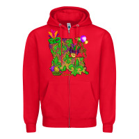 Red Louisiana map Mardi Gras Zipper Hoodie - NancyCooperArtShop