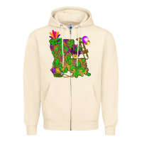 Sandshell Louisiana map Mardi Gras Zipper Hoodie - NancyCooperArtShop