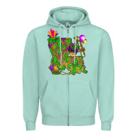 Seafoam Louisiana map Mardi Gras Zipper Hoodie - NancyCooperArtShop